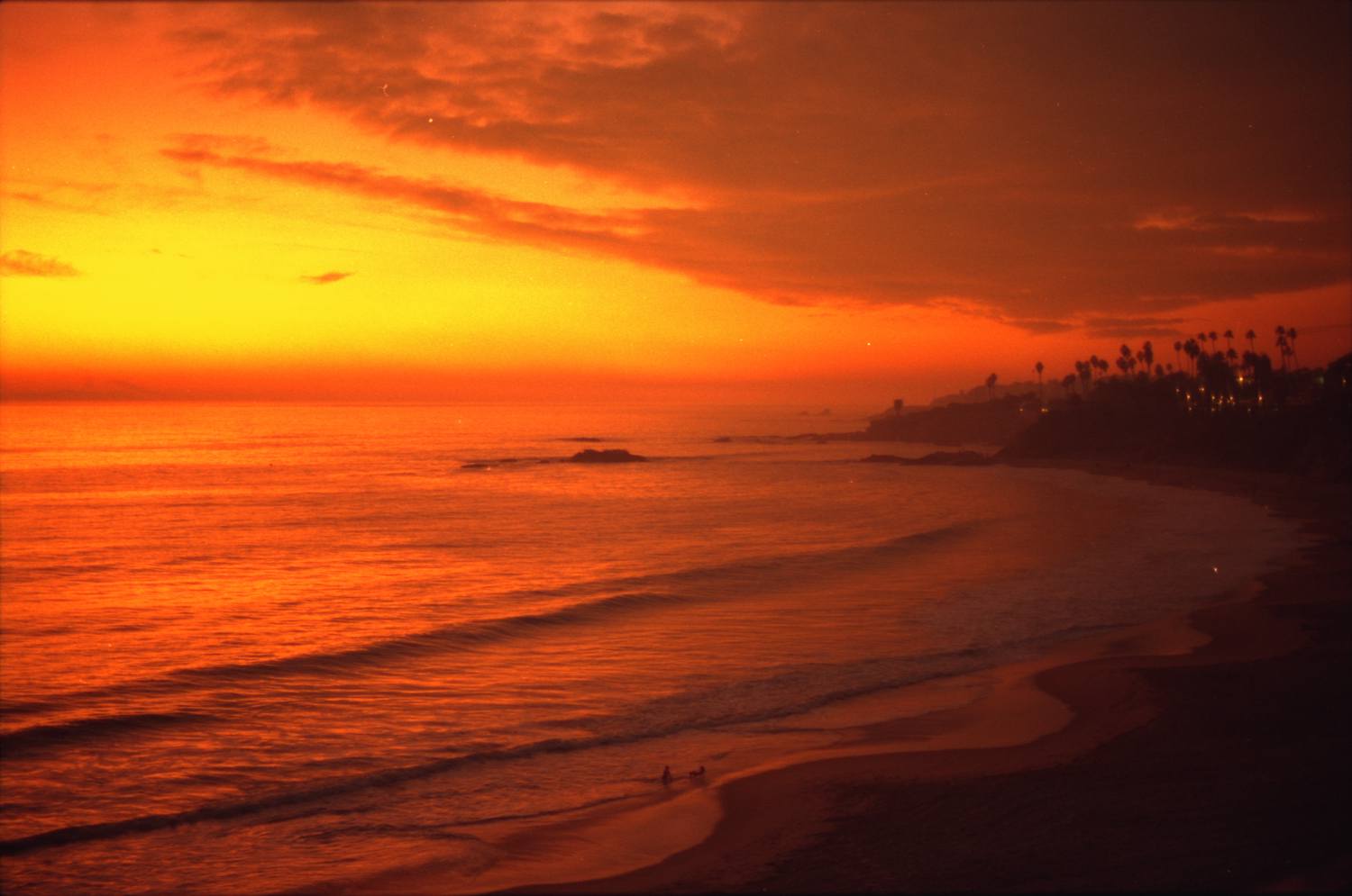 Sunset over Laguna Beach - taken from the Laguna Beach hotel, about 1992.