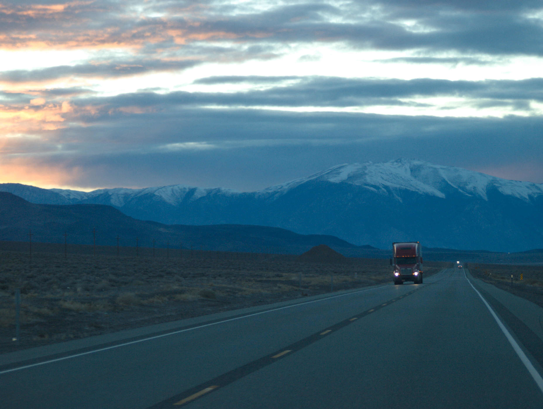 Northbound on Interstate 95 near Hawthorne, Nevada at the foot of Mt Grant